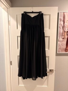 Anthropologie Black Maxi Skirt - Flowing Gathered Silhouette